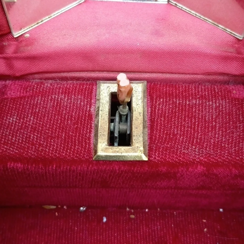 Vintage 1960s grandma's jewelry box red lined